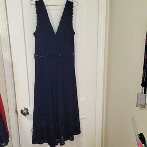 Navy Blue Lace  Midi Dress SZ 12